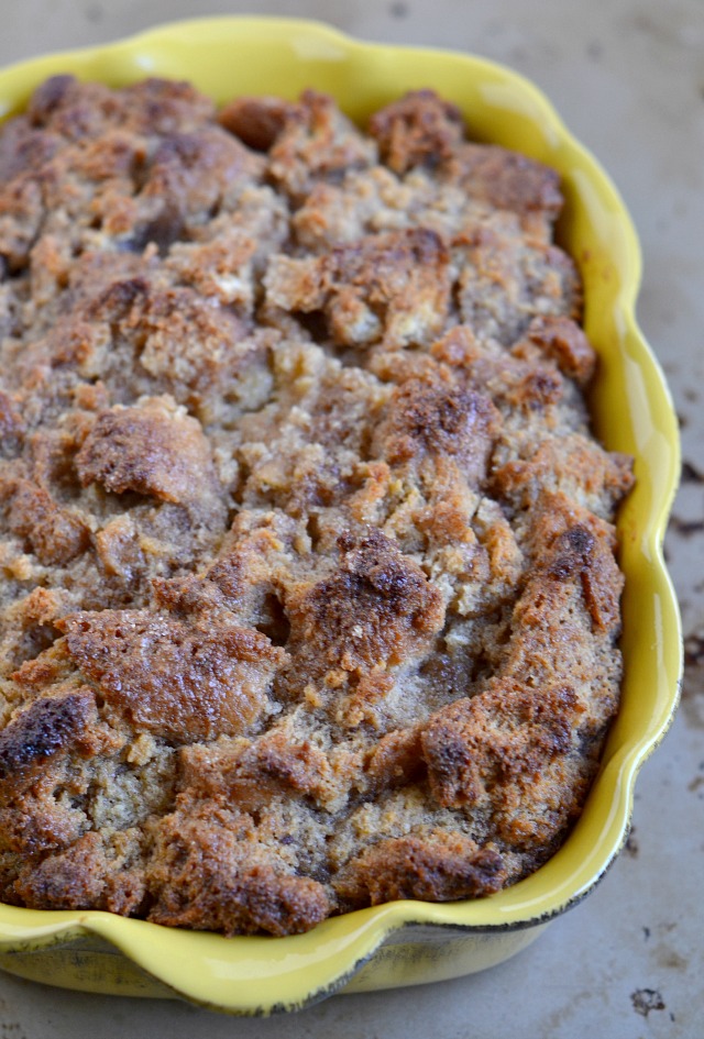 Cake Donut Bread Pudding with Vanilla Glaze