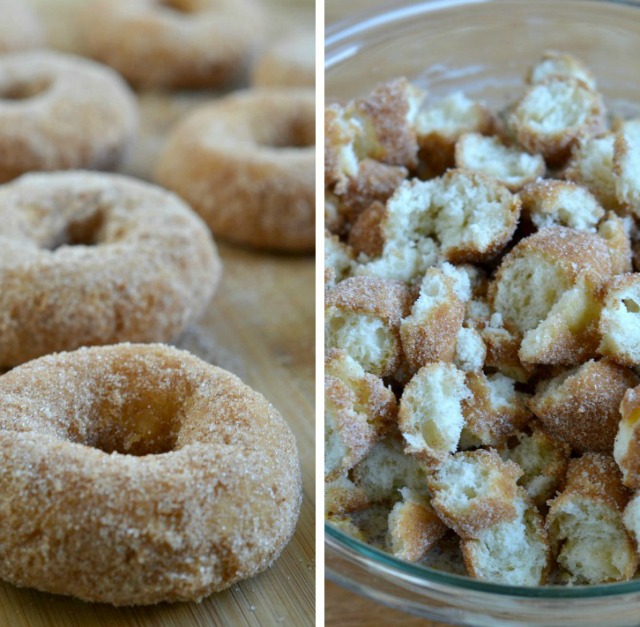 Cake Donut Bread Pudding with Vanilla Glaze