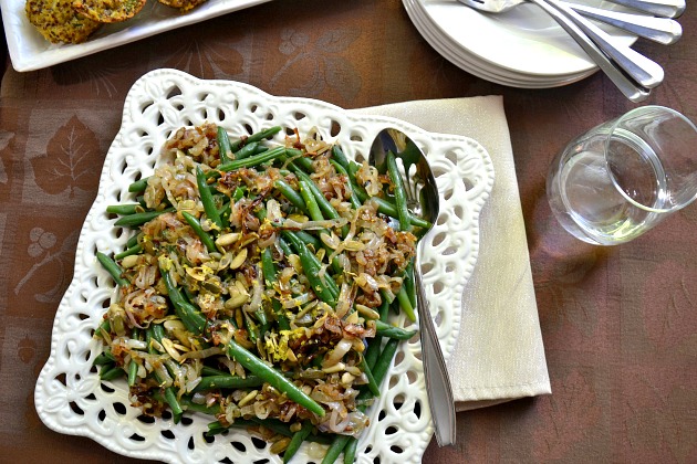 Green Beans with Schmaltz Fried Shallots