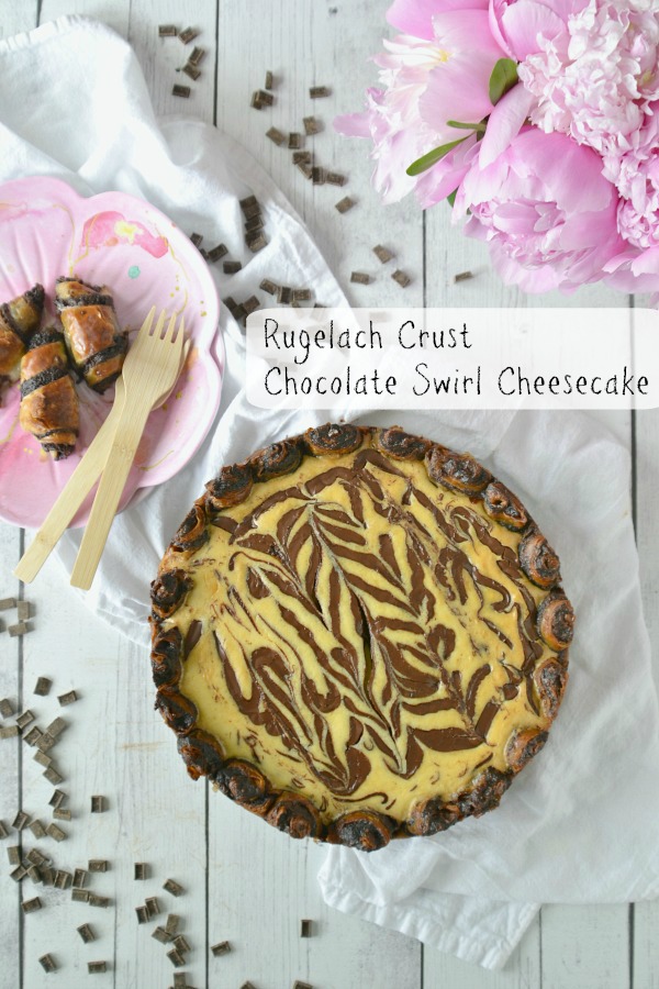 Rugelach Crust Chocolate Swirl Cheesecake