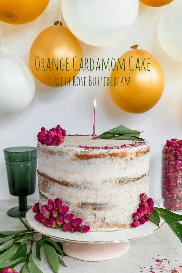Orange Cardamom Cake with Rose Buttercream