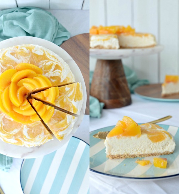 Peaches and Cream Frozen Yogurt Cheesecake