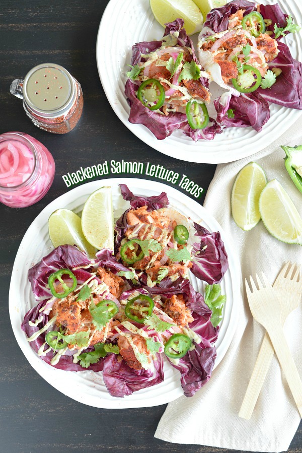 Blackened Salmon Lettuce Tacos