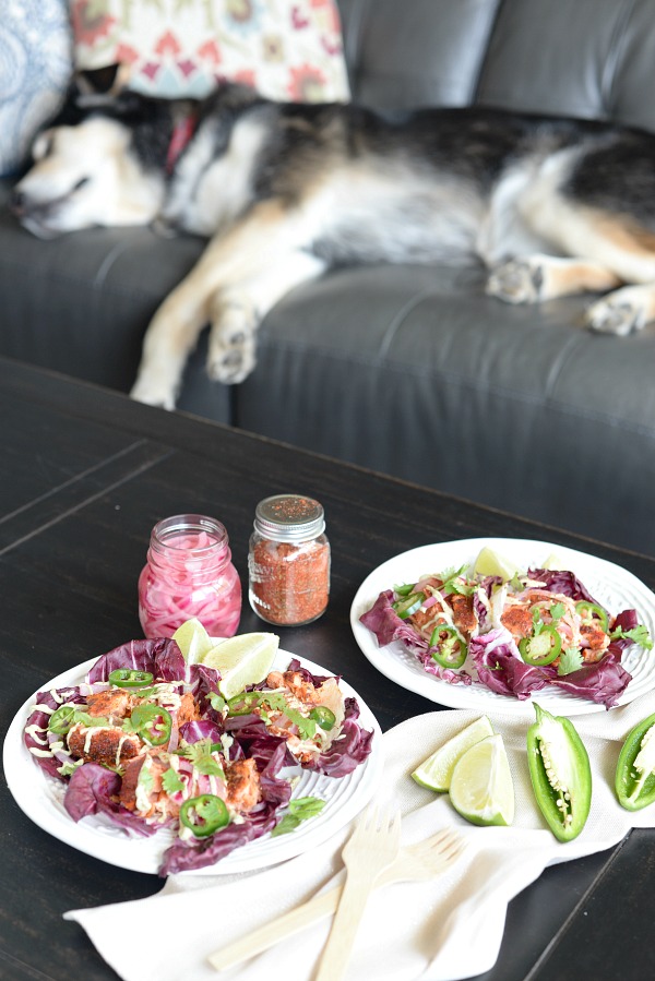 Blackened Salmon Lettuce Tacos