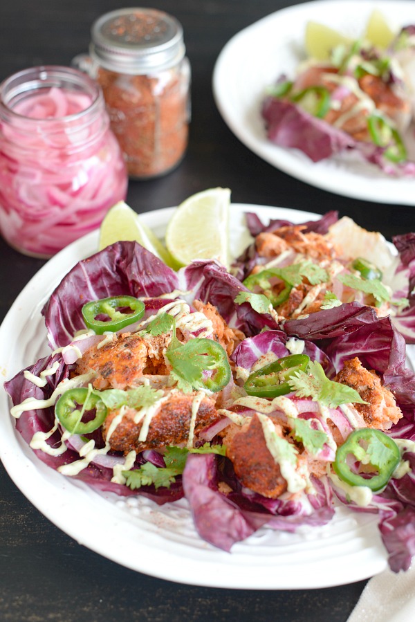 Blackened Salmon Lettuce Tacos