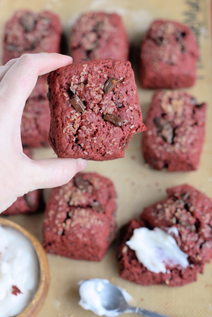 Red Velvet Chocolate Chunk Scones