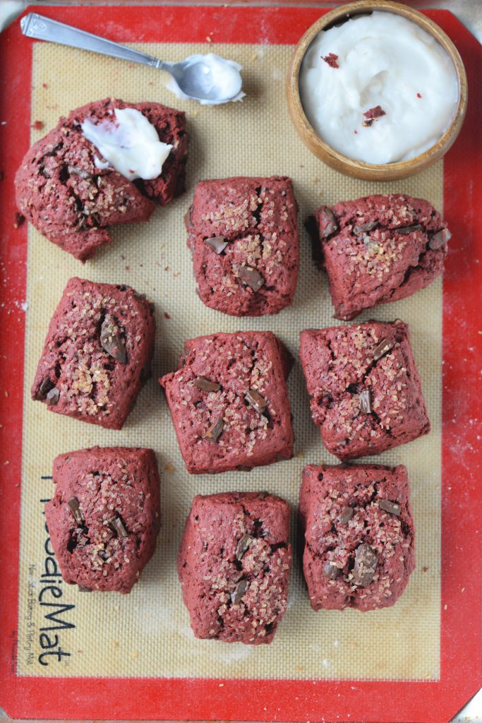 Red Velvet Chocolate Chunk Scones