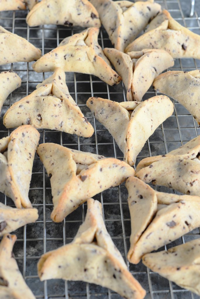 Salted Chocolate Chip Tahini Hamantaschen