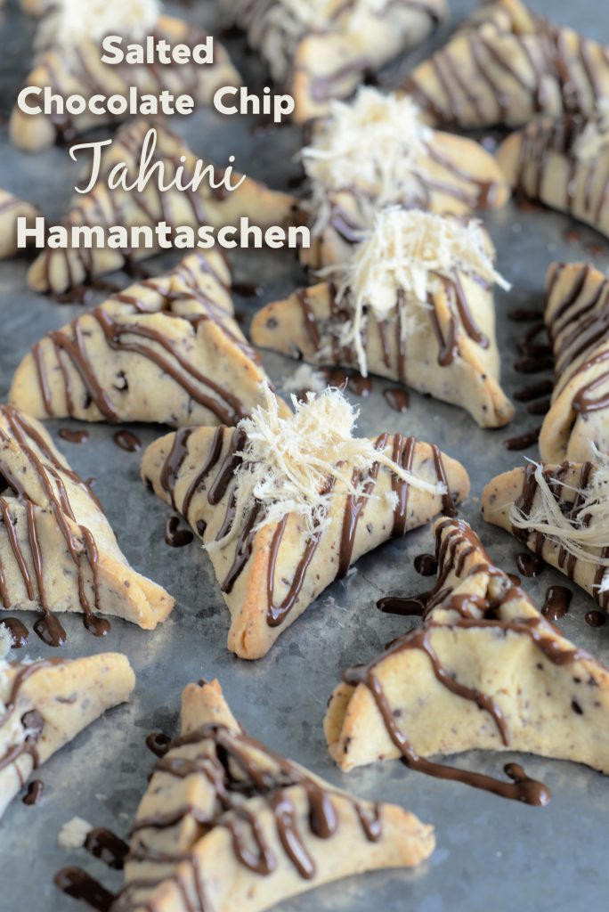 Salted Chocolate Chip Tahini Hamantaschen